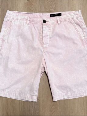 All Saints Bleach Light Pink Bowfell Twill Flat Front Cotton Button Fly Short 34